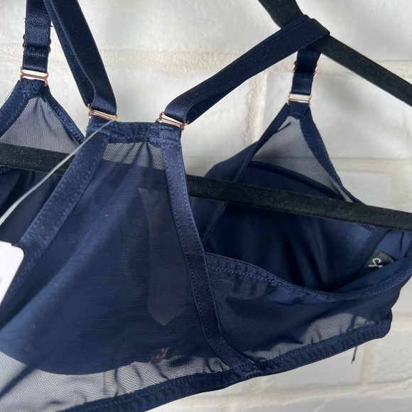 NWT Soma Sensual Front Close Lined Underwire Racerback Demi Bra 38 B Navy #0448 - Picture 5 of 13